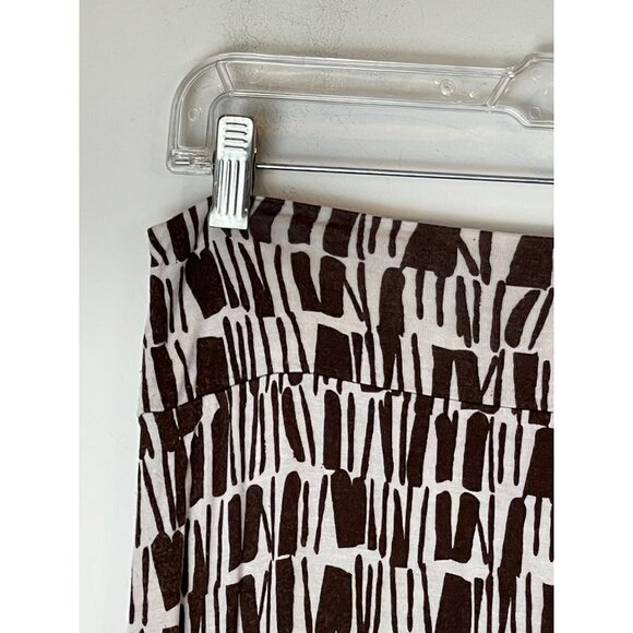 Krimson Klover‎ Brown And Ivory Geometric Print Jersey Knit Midi Skirt M - Picture 3 of 6